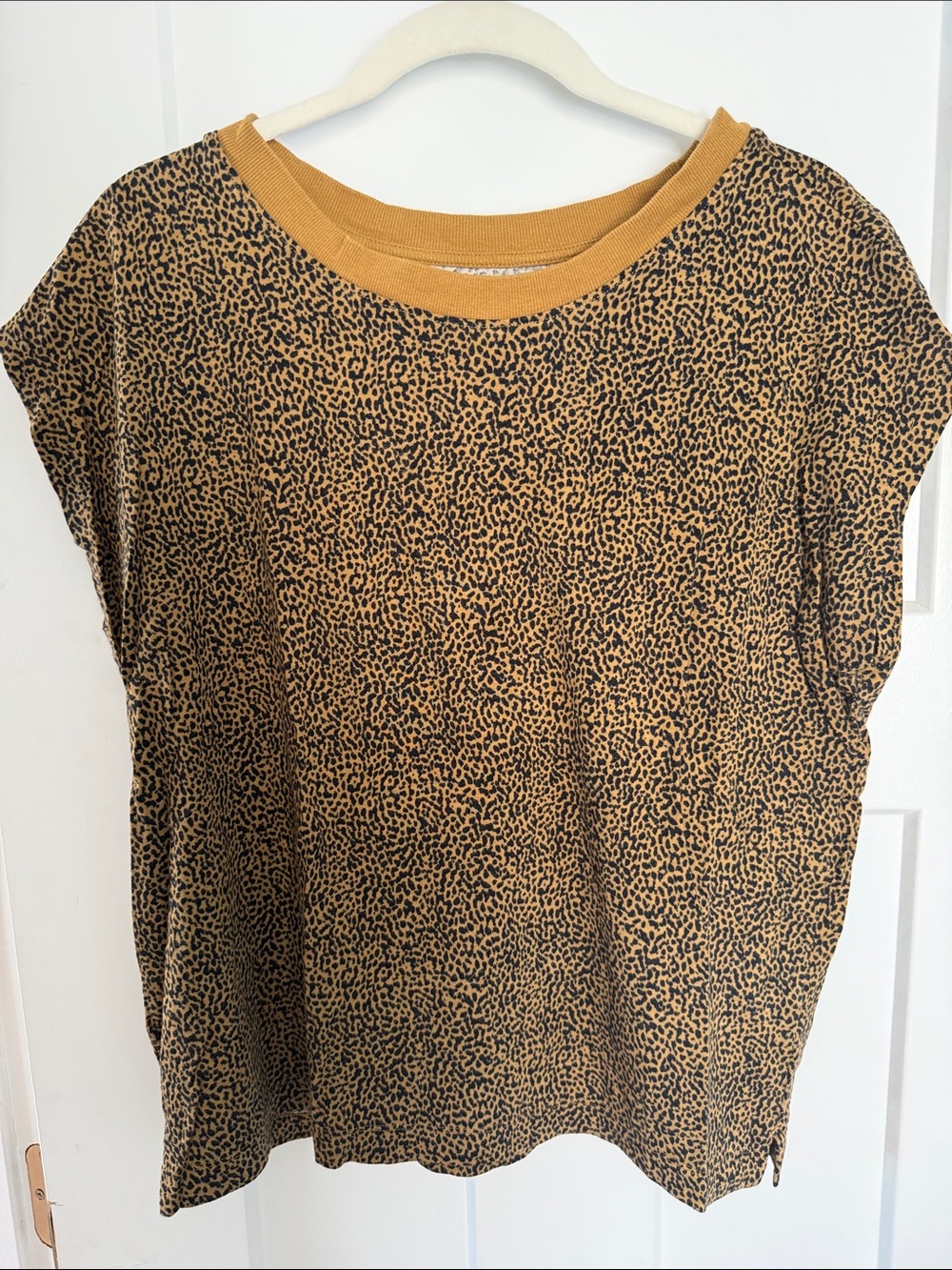 LOFT Mustard and Black Leopard Print Tank Top